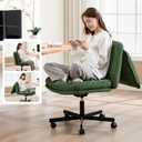 Fizzin Cross Cross Chair Memory Foam Armless with Wheels Home Office Green, 24.02" W x 27.95" D x 38.19" H