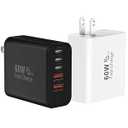 USB C Fast Wall Charger Block, 2Pack 60W USBC Charging Cubes, 5-Port PD+QC Power Adapter Multiport Brick Type C Box Plug for Phone 16/ 15/ 14/ 13/ 12/ 11/ Pro Max/ Plus, Pad Mini/ Pro/ S25/ S24-White+Black