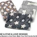 1 Pack 3 Puppy Blankets Super Soft Warm Sleep Mat Grey Cute Print Fluffy Fleece Pet Flannel Throw Dog Blankets for Small Dogs Cats,Star&Bone&Love- Small (23"x15")