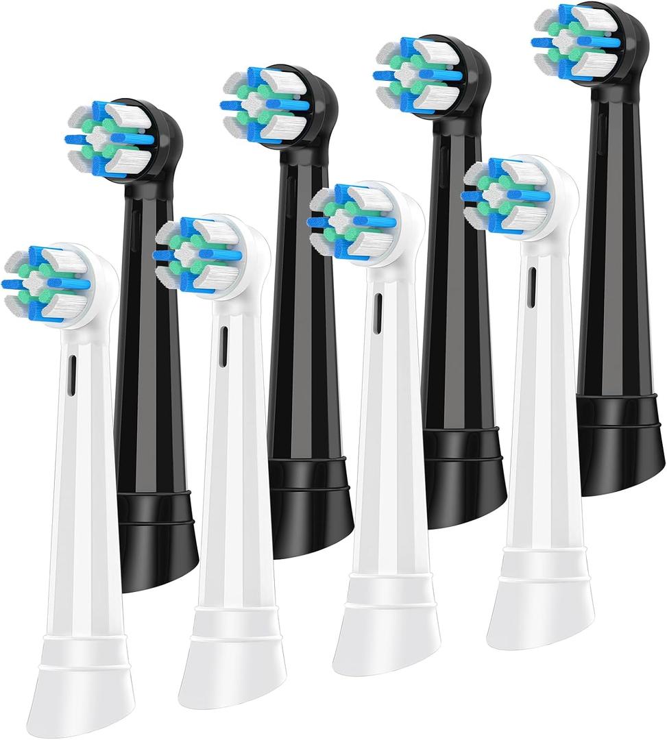 8 Pack Replacement Heads Compatible with Oral B iO, Toothbrush Heads Compatible with iO 2/3/4/5/6/7/8/9/10 Series Electric Toothbrush, Black/White