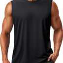 TACVASEN Men's Sleeveless Shirts Quick Dry Tank Tops for Men Sun Protection UPF 50+ Athletic Gym Workout Muscle Shirts (Large, 01 Black)