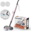 Scrubbing Steam Mop with Rotating Pads,All-in-One Spin Steam Cleaner for Floor Cleaning,Large Tank,23FT Cord, LED Headlights,Reusable Pads & Self-Standing,Safe for Hard Floor/Laminate/Marble (Pink)