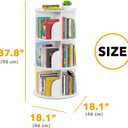 SpaceAid 3 Tier Rotating Bookshelf Tower, Spinning Bookcase Lazy Susan, Revolving 360 Book Shelf Storage Round Carousel, Vertical Rotate Turning Spiral Corner Organizer, White, 3 Tier, 37.8" H