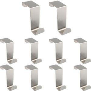 10PCS Over The Door Hooks, Z-Shaped Dual Head Hanging Hook Fits The 3/4" and 1-1/2" Door Widths, Reversible Stainless Steel Door Hooks, Silver