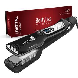 Steam Flat Iron Hair Straightener - Professional Hair Straightening Irons for Smooth and Frizz-Free Results (Black)