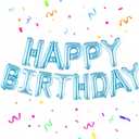 KatchOn, Light Blue Happy Birthday Balloon Banner - 16 Inch | Happy Birthday Sign | Birthday Decoration For Boys, Girls, Women and Men | Ocean Theme Birthday Decorations