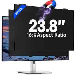 2 Pack 23.8 Inch Magnetic Computer Privacy Screen Filter for Monitor 16:9 Aspect Ratio, Removable Hanging Privacy Screen Shield, Anti Blue Light Filter, Anti-Glare Protector