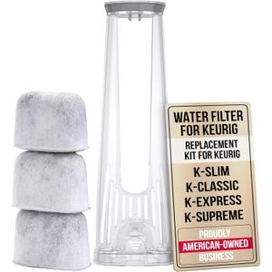 Keurig Starter Kit Replacement Water Filter Holder for Keurig 2.0, K-Slim, K Express, K-Supreme, K-Classic, K-Duo Plus Coffee Maker  Includes Tall Handle for Side Reservoir and 3-Pack Water Filters