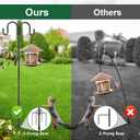 Black Double Shepherds Hook - 67 Inch Adjustable Bird Feeder Pole with 5 Prongs Base - Heavy Duty Rustproof Shepards Hooks for Outdoor Hummingbird Feeder Stand, Solar Lights, Lanterns, Flower Basket