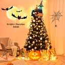 Halloween Decorations Witch Tree Topper,Black and Orange Tree Hanging Ornaments,Fall Curtain Tie and Wine Bottle Hugger, Plush Cute Dolls Festive Table Decor