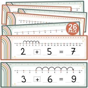 26 Pack Number Line Dry Erase Boards Cards (Rainbow Boho)