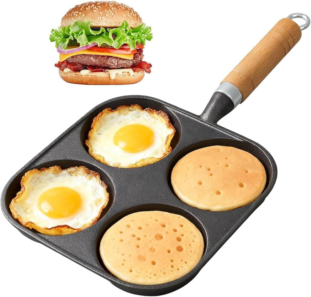 4-Cup Egg Pan Nonstick,Nonstick Pancake & Omelette Pan, Breakfast Omelette Skillet for Fried Eggs Cooker, Pancakes, Compatible with Gas Stove & Induction Cooktop