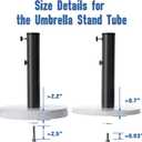QZER Umbrella Pole Mount Stand Tube, Universal Umbrella Stainless Steel Tube Base Replacement Parts,Heavy Duty Umbrella Base Stake Holder,Umbrella Base Holder Tube Bracket for Garden Backyard Balcony