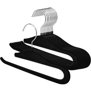 Velvet Pants Hangers,10 Pack Non Slip Space Saving Clothes Hanger, Heavy Duty Pants Hangers for Closet for Pants Jeans Skirts Tank Top Towel(Black)