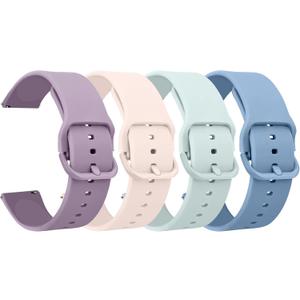 Meliya 20mm 22mm Watch Bands Quick Release Replacement Wristband, 4 Pack Soft Silicone Sport Replacement Straps for Men Women (Taro Purple+Light Pink+Succulent+Winter Blue)
