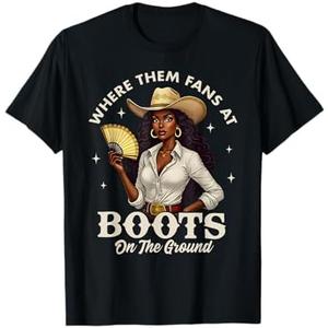 Boots On The Ground Juneteenth Cowgirl Where Them Fans At T-Shirt Size L