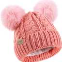Kids Winter Beanie Children’s Warm Knitted Fleece Lined Ski Pom-Pom Warm Knit Hat for Boys & Girls 3-4 Years