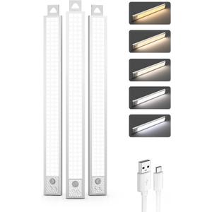 16 Inch Under Cabinet Lighting, 3Pack 5CCT Dimmable Closet Lights, Motion Sensor LED Lights of Battery Operated, Rechargeable Under Counter Light for Kitchen, Stairs, Bedroom, Wardrobe