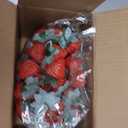 100 Pcs Cute Artificial Strawberries, Fake Plastic Red Strawberries Faux Realistic Strawberry Decor Lifelike Fake Fruit Decorative for Photography Prop Cake Christmas Decoration