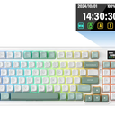 Redragon K719 Wireless Gasket Gaming Keyboard w/Hype Screen & Knob, 95 Keys Mechanical Keyboard, Easy-Control 1.14’’ TFT Info Display, 5-Layer Noise Dampening, Custom Linear Switch, Jade Cloud Color