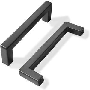 khtumeware 2 Pack 4 inch Center to Center Solid Matte Black Cabinet Pulls Slim Square Bar Drawer Handles Cabinet Handles Black Drawer Pulls Kitchen Cabinet Hardware