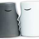 Occasionals Kissing Couple Mug Set, Wedding present for Couples, Engagement Gifts, Valentines Day, Cute Matching Couple Coffee Cups Bride and Groom Husband and Wife, His and Hers, Mr and Mrs (Gray/White)