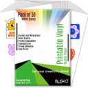 Printable Vinyl Sticker Paper - 50 Sheets 8.5x11 Sticker Paper for Inkjet Printer, Quick-Drying, Waterproof, Vivid Colors & Tear-Resistant, Easy to Cut, Cricut Compatible, DIY Sticker & Labels