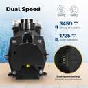 VIVOHOME 2.5HP 230V Pool Pump, Dual Speed with High Lift 79FT, Self-Priming DOE Energy Saving, 1.5" & 2" Connectors w/Strainer Basket for In-Ground Pools