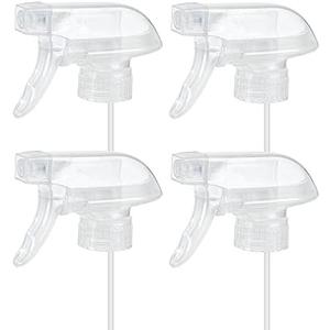 HOMBYS 4 Pack Clear Trigger Sprayers Replacement Spray Nozzles with Mist Stream Sprayer for 8oz/16oz Glass Spray Bottles for Home, Kitchen, Garden and Office,Cleaning Solutions-Quality Sprayer