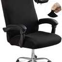 Office Chair Cover, Removable Desk Chair Cover with Zipper, Stretch Anti-dust Universal Rotating Office Seat Slipcover, Washable High Back Computer Seat Protector for Pets, Large, Black (Large, Black)