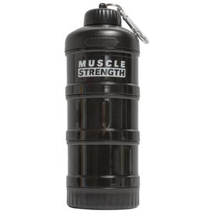 Protein Powder Travel Container with Funnels & Carabiners, 4 Stackable Portable Protein Powder Container to Go, Protein Powder Funnel Set, Travel Protein Powder Containers for Fitness, Travel (Black)