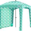 Qipi Beach Cabana - Easy to Set Up Canopy, Waterproof, Portable 6' x 6' Beach Shelter, Included Side Wall, Shade with UPF 50+ UV Protection, Ultimate Sun Umbrella - for Kids, Family & Friends (Pineapple Jungle)