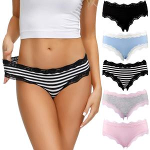 LYYTHAVON Womens Underwear Soft Breathable Cotton Brief Ladies Panties 5-Pack (X-Large)