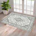 Washable Entryway Rug 3x5 | Non Slip Rug Runners for Hallways, Entryways, Kitchens, Bathrooms, Bedrooms | Ultra-Soft Flannel Carpet Kitchen Rug with Rubber Backing (Beige, 3x5)