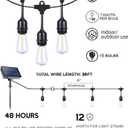 Afirst Solar Outdoor String Lights 24FT with 15 LED Bulbs 2700K Weatherproof Satterproof Patio Lights for Garden Backyard Umbrella Lighting