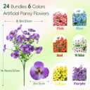 MACTING 24 Bundles Artificial Flowers for Outdoors Fake Outdoor Pansies Plants UV Resistant Plastic Flowers for Planters Window Front Door Porch Yard Patio Garden Home Spring Decorations(Mix Color)