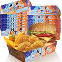 36 Pcs Blue Dog Theme Paper Food Trays Boats Disposable, Nacho Snack Taco Food Trays for Cartoon Dog Birthday Party Decorations Supplies Favors