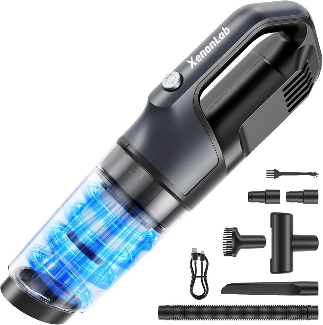 XenonLab Handheld Vacuum Cordless 1.1 Pounds Car Vac 10000PA Hand Held Vacuums 4-in-1 Hand Vac Cordless Rechargeable HEPA Filter Large Capacity Dust Cup for Car Office Home Pets Hair (Gray)
