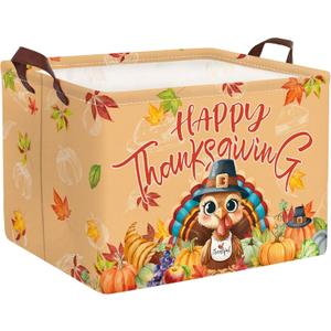 Clastyle Large Pumpkin Thanksgiving Basket Orange Cornucopia Fruit Fall Turkey Storage Bin Farm Harvest Basket for Gift Clothes Toy Book