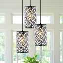 CATINER 3 Lights Crystal Pendant Light Modern Black Mini Chandelier, Adjustable Cluster Pendant Light Fixture for Kitchen Island Dinning Room Bedroom Hallway Porch