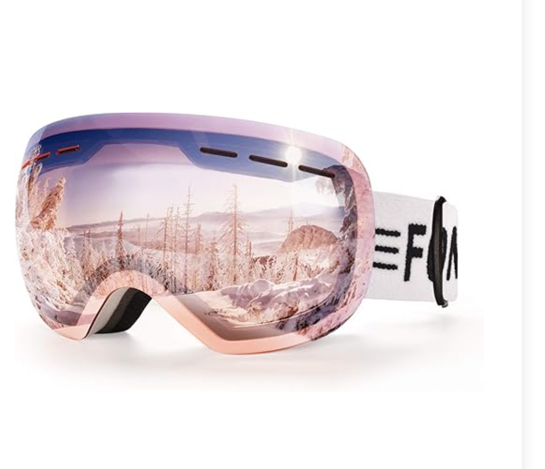 FONHCOO Ski Goggles for Men Women, Anti-Fog OTG Snow Snowboard Glasses with Detachable Lens for Skiing Skating, UV Protection