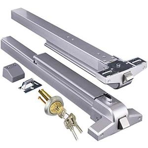 Door Push Bar Panic Exit Device with Exterior Lever Emergency Lock Stainless Steel Commercial Emergency Panic Exit Bar Handle Hardware for Metal Wood Door