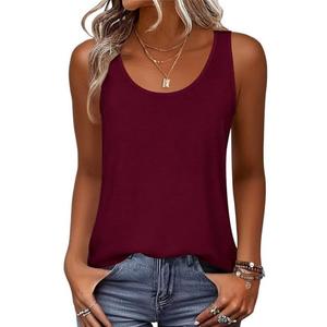 Zeagoo Womens Tank Tops 2026 Sleeveless Square Scoop Neck Spring Summer Tee Shirts Basic Outfits Trendy Clothes, Wine Red, Medium