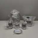 Creative Scents Crackled Glass Silver Bathroom Accessories Set Complete - 6 Piece Bathroom Accessory Set Includes: Trash Can, Tissue Box Cover, Soap Dispenser, Toothbrush Holder, Soap Dish & Tumbler