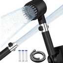 Filtered Shower Head with Handheld, High Pressure 3 Spray Mode Showerhead with 18 Stage Water Softener Filters for Hard Water - Handheld Shower Head-Remove Chlorine-BLACK