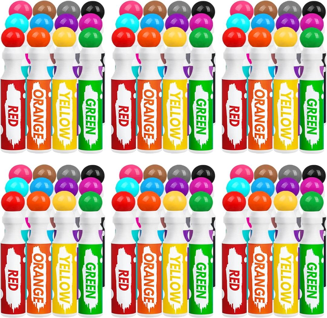 Vakuny Dot Markers for Kids, 72pcs Bingo Daubers Washable Art Markers 6 Boxes 12 Colors (40ml 1.35oz), Preschool Art Supplies Paint Craft Kit, Toddler Painting Supplies Drawing Coloring Set