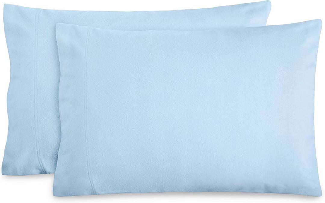 Bare Home Flannel King Pillowcases Set of 2-100% Cotton - Velvety Soft & Cozy - Double Brushed Heavyweight Flannel Pillowcases (King Pillowcase Set of 2, Light Blue), King - 2 Pack