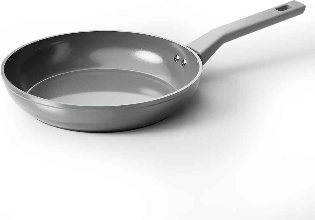Sanho 10 Inch Frying Pan Nonstick, PFOS/PFOA/PTFE-Free Healthy Ceramic Coating, Induction Compatible Cookware for All Stovetops, Dishwasher Safe, Gray