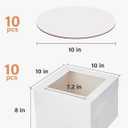 Kootek 10 Sets Cake Boxes with Cake Boards, 10x10x8 Inch White Tall Cardboard Containers for Multi-Layer Desserts, Perfect for Decorating, Mother's Day & Bakery Use