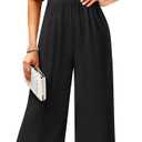 LOOKBOHO Women's One Piece Jumpsuits Dressy Casual V-Neck Batwing Short Sleeve Wide Leg Elegant Ladies Jumpsuit Rompers (Black), XXL